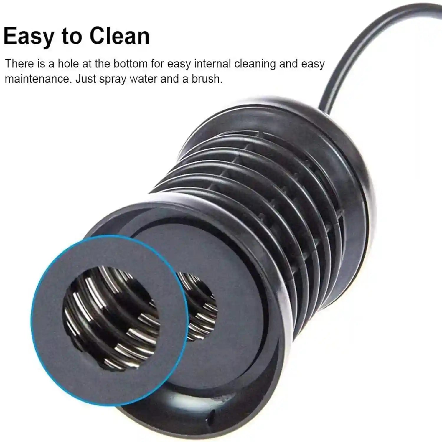 Black stainless steel ion detox foot bath array, cylindrical design with bottom cleaning hole for easy maintenance.