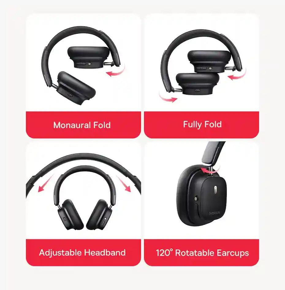 Wireless Headphones with Active Noise Cancellation & Spatial Audio - Black Tidesmit