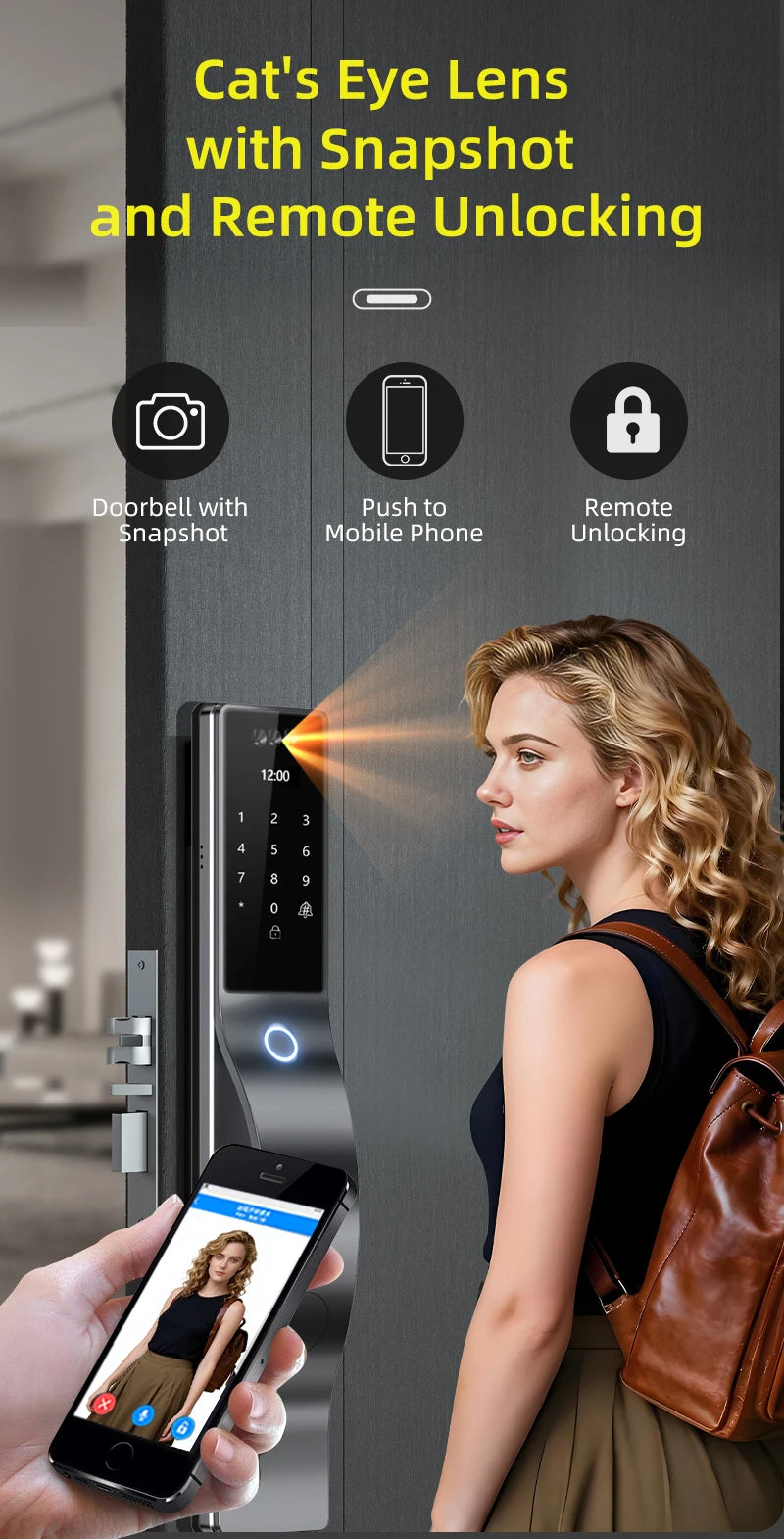 3D Face Recognition Digital Door Lock Unlock Smart Lock With Camera FIngerprint Password Unlock Keyless Electronic Door Lock