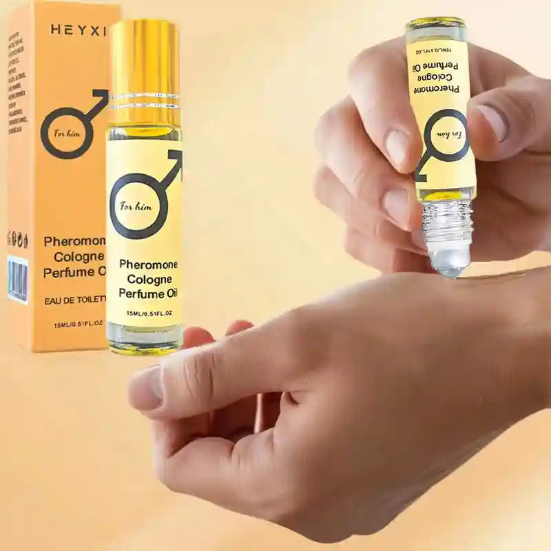 HEYXI Pheromone Cologne Perfume Oil for men in a 15ml portable rollerball bottle. Romantic EDT long-lasting fragrance.