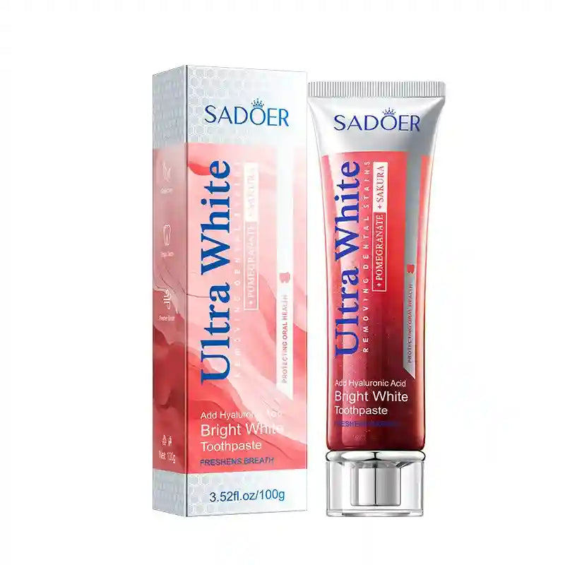 Tidesmit Sakura Red Pomegranate toothpaste tube for teeth whitening and deep stain removal