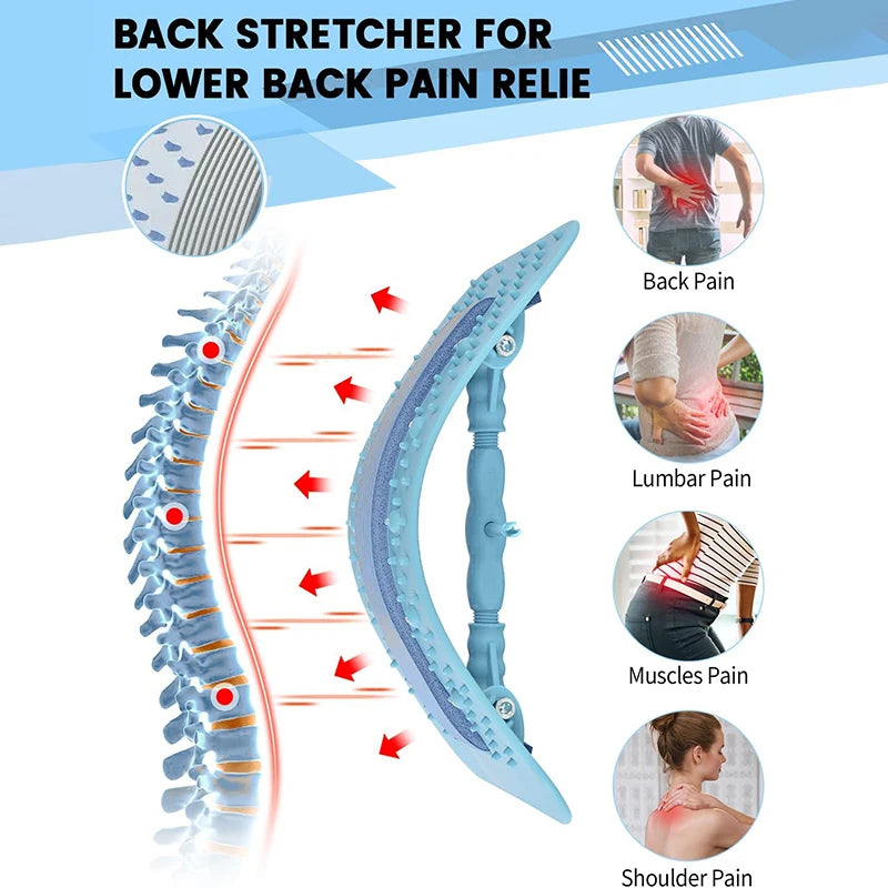 Back Stretcher Adjustable Lumbar Support - Ergonomic Spine Relief Device Back Massage Instrument Tidesmit