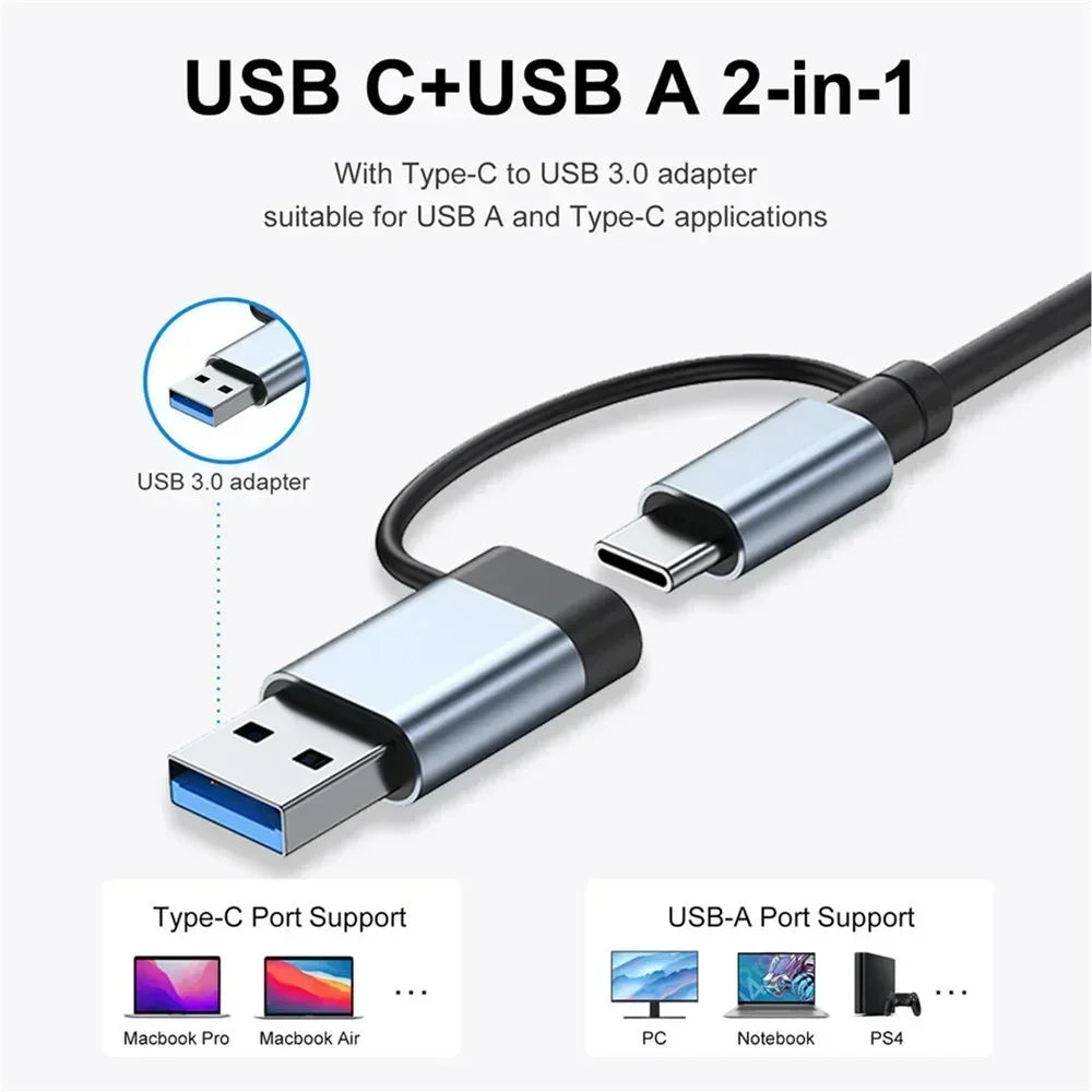 USB C Hub 8-in-1 Adapter - Fast Data Transfer & Power Delivery Grey Tidesmit