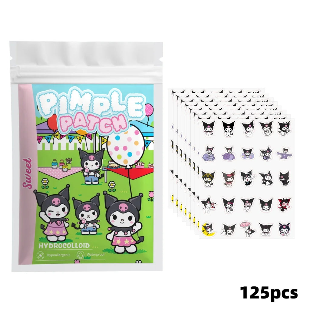 125PCS Hello Kitty Cute Face Stickers, Hydrocolloid Pimple Patches for Invisible Blemish Concealing