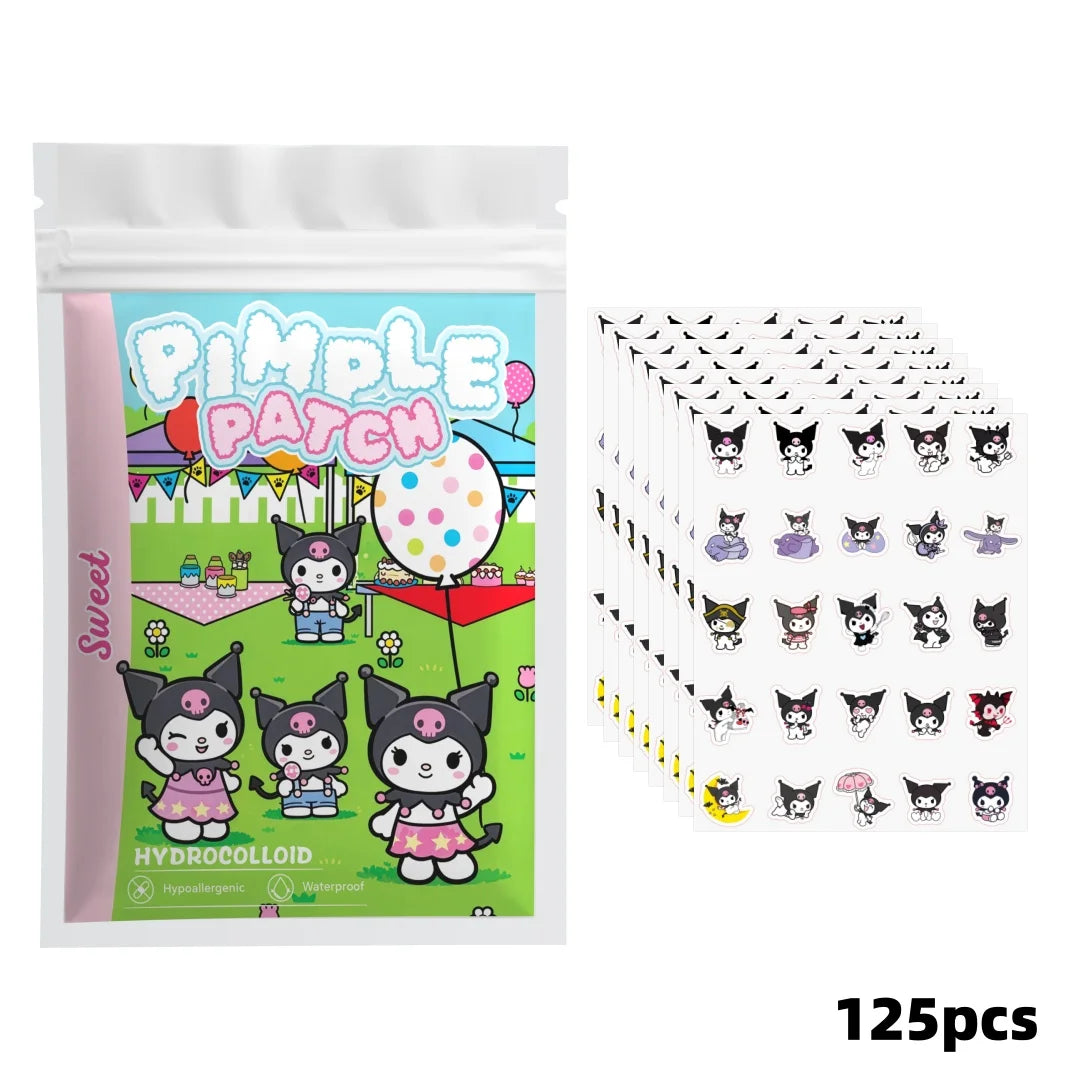 125PCS Hello Kitty Cute Face Stickers, Hydrocolloid Pimple Patches for Invisible Blemish Concealing