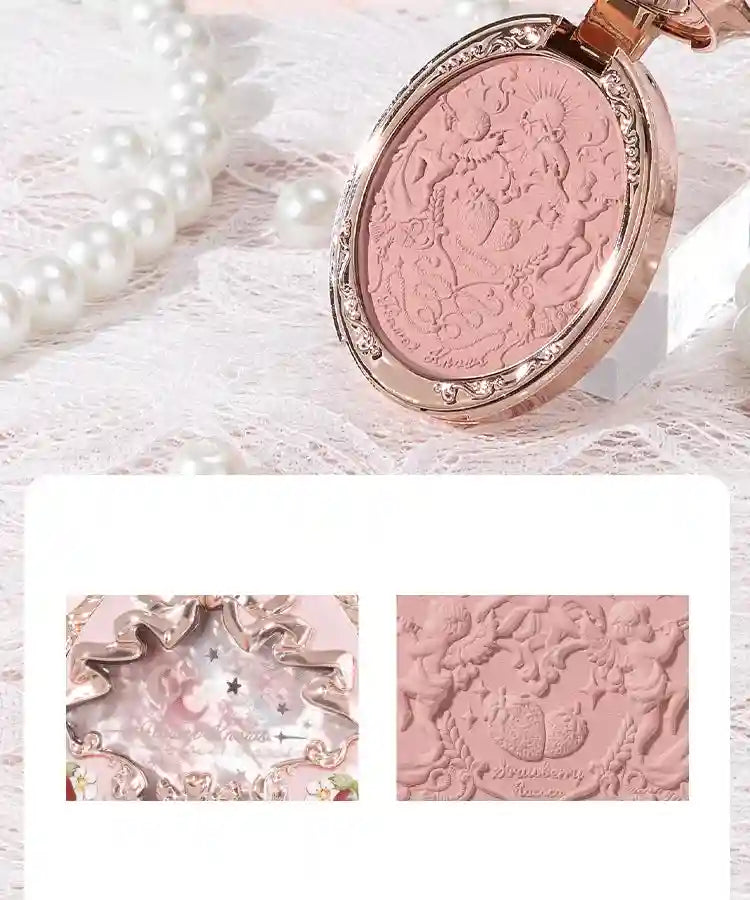 Tidesmit Strawberry Rococo embossed blush powder showing texture close-up for smooth long-lasting face makeup