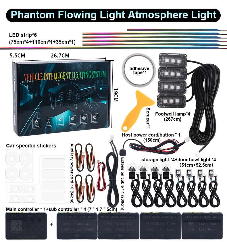 Tidesmit RGB Symphony Car Ambient Lighting Kit - Customizable LED Strips Tidesmit