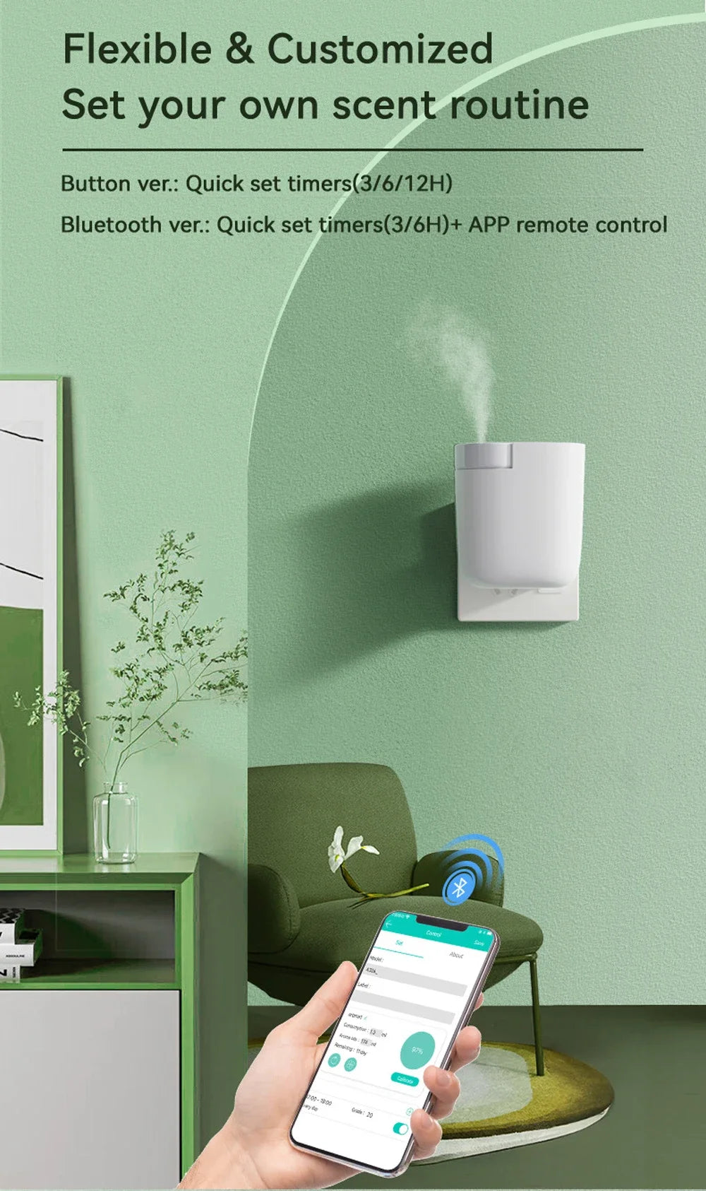 Plug-in Diffuser Waterless Scent Air Machine Bluetooth Control Smell Distributor Essential Oil Aroma Diffuser for Home,Office