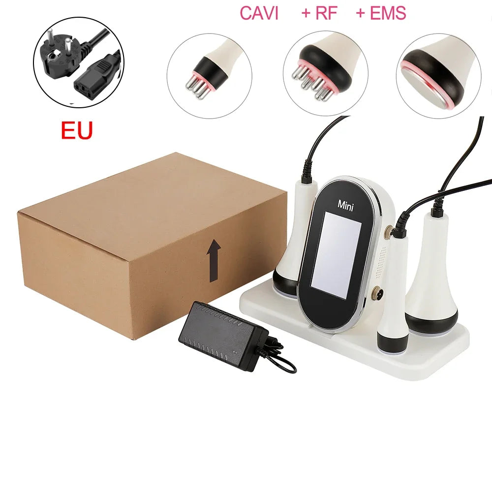 Ultrasonic Cavitation Body Slimmer with RF Skin Tightening - White Relaxation Treatment White EU Plug Tidesmit