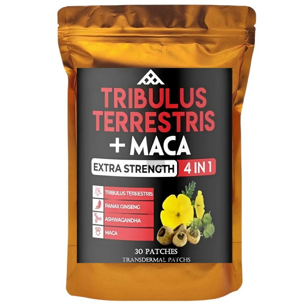30 Patches Tribulus Terrestris Extract Transdermal Patches Energy Booster with Ashwagandha, Panax Ginseng & Macar