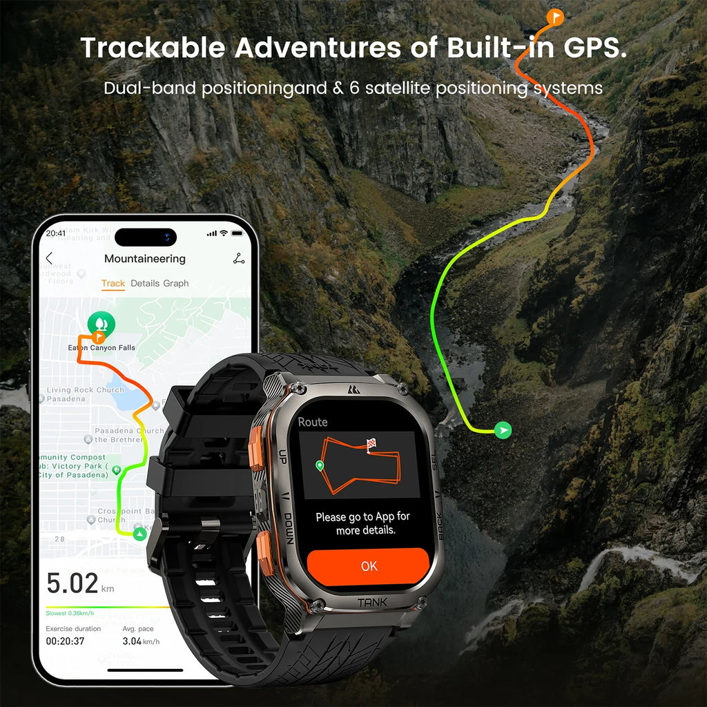 KOSPET TANK M3 Ultra GPS Smart Watch For Mentainless Steel Smartwatch 5ATM IP69K Waterproof Bluetooth Call Health Monitor