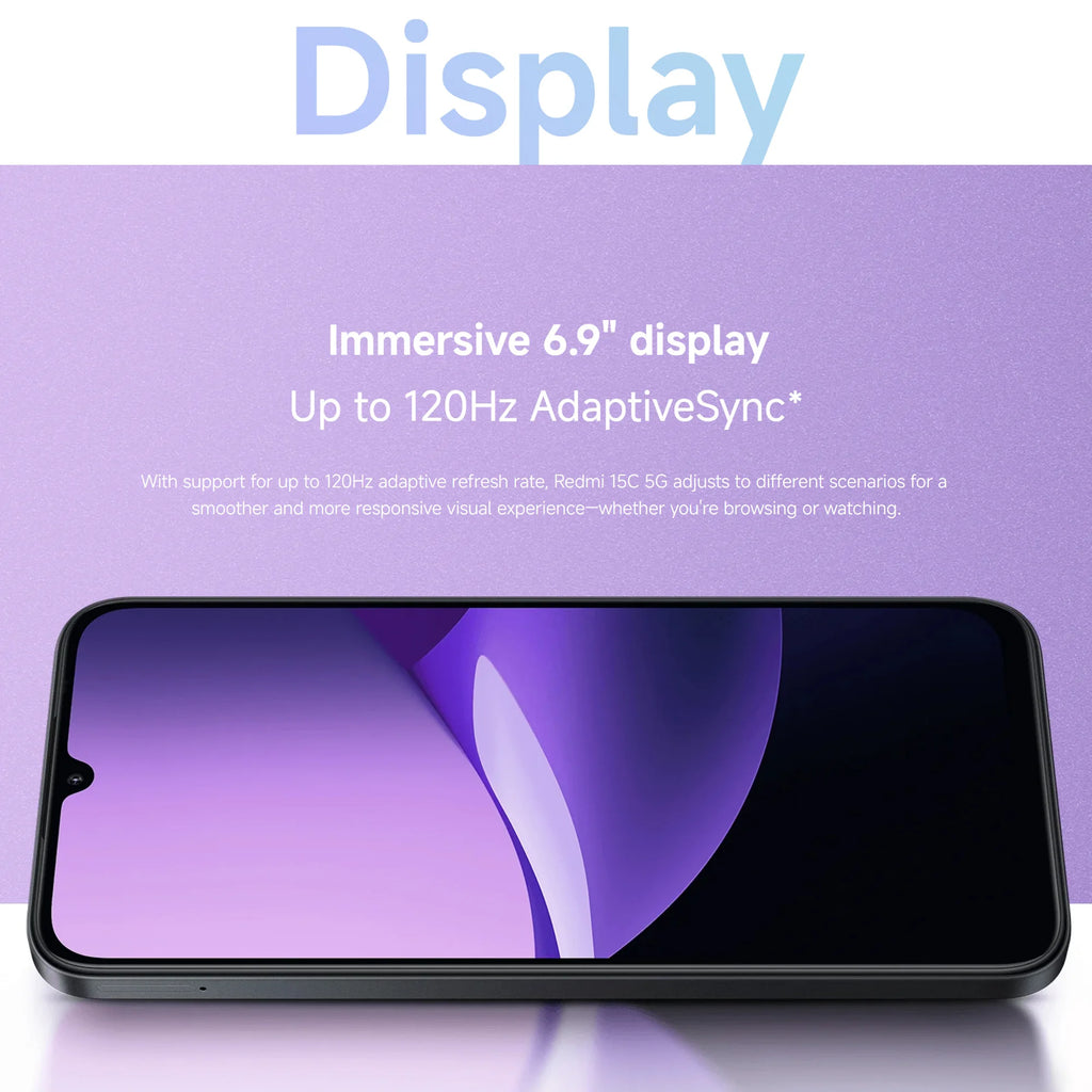 Redmi 15C 5G Smartphone 128GB - 6.9 Inch Display - Purple AE Tidesmit