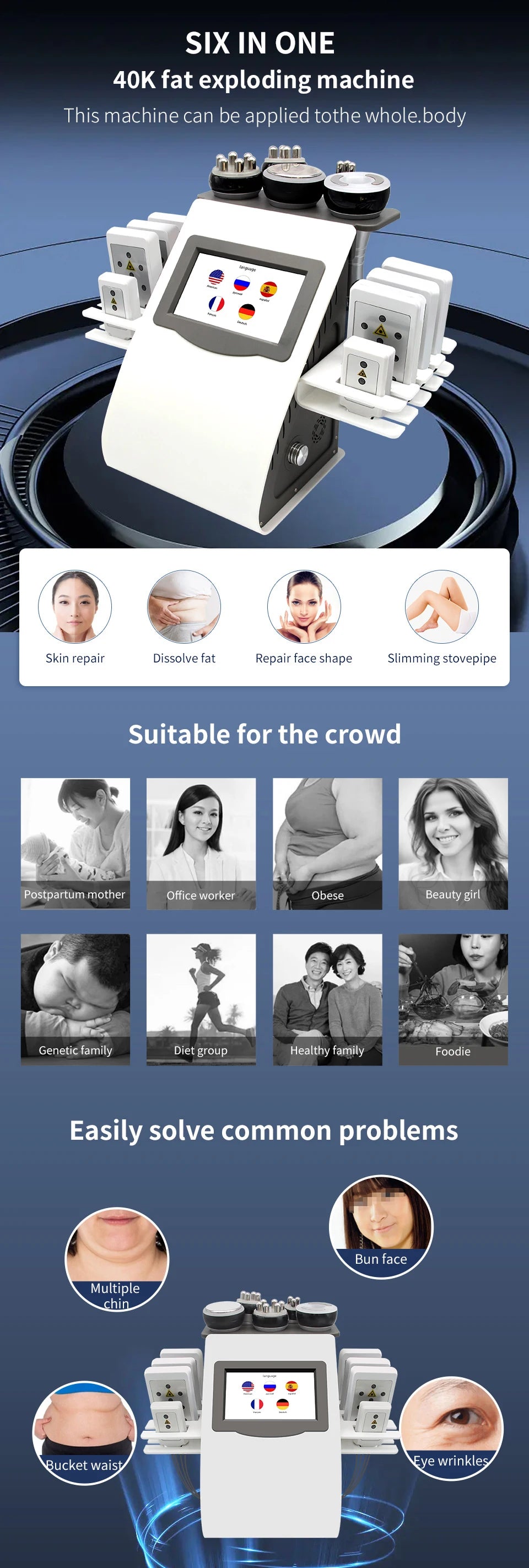 Ultrasonic Cavitation Machine for Body Sculpting and Firming Tidesmit Body Shaping Massage Equipment Tidesmit