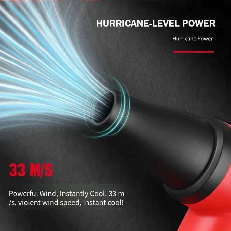 WMARK NG-TB001 professional handheld hair dryer in red with powerful nozzle blowing 33m/s hurricane-level airflow.
