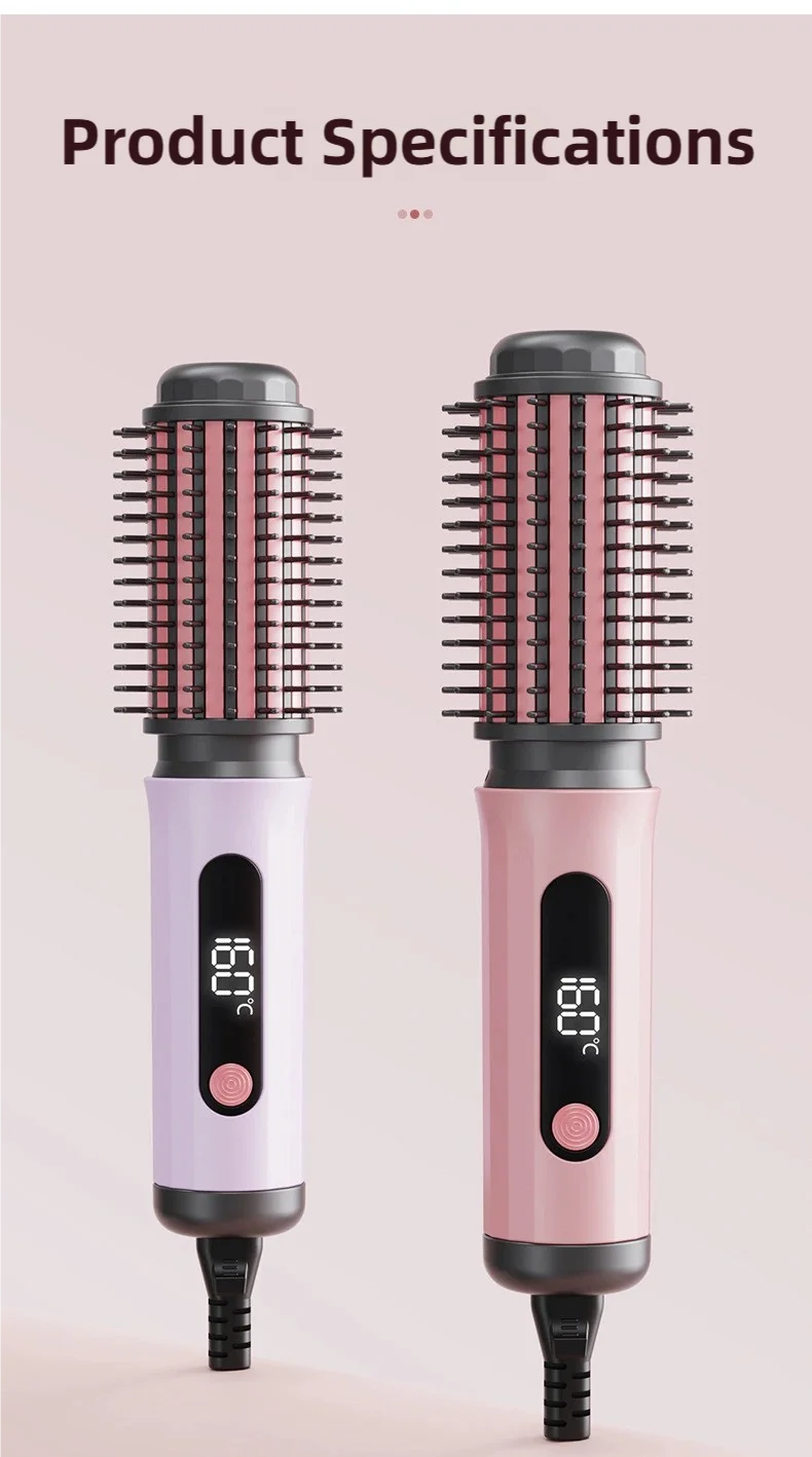 TINSOL negative ion hot air brush, pink and white styling tools with LED temperature displays for curling or smoothing.