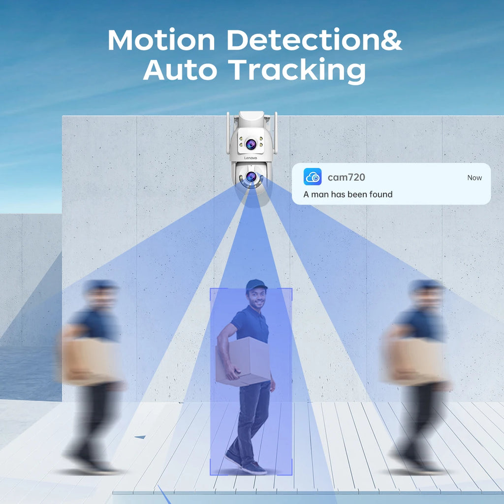 Lenovo 4K PTZ IP Camera Outdoor HD Dual Lens Dual Screen AI Auto Tracking 5G Wifi IP Camera CCTV Audio Video Surveillance