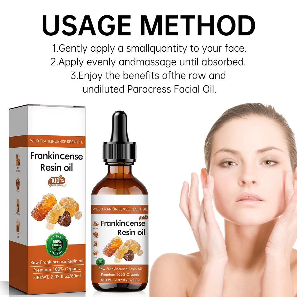 Organic Frankincense Resin Face Oil 60ml - 100% Pure Raw Formula, Supports Skin Smoothing, Deeply Moisturizes & Soothes.