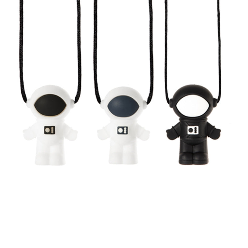 77HD Baby Silicone Astronaut Teether Autism Sensory Chewing Necklace Toddler Teething Soothing Toy Infant Soother