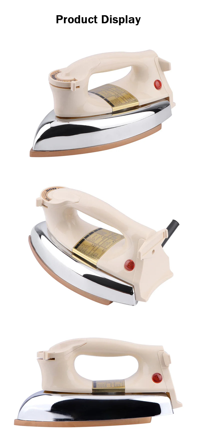 Tidesmit 1000W mini handheld electric iron for craft stickers and dry clothing wrinkle removal, side profile view.