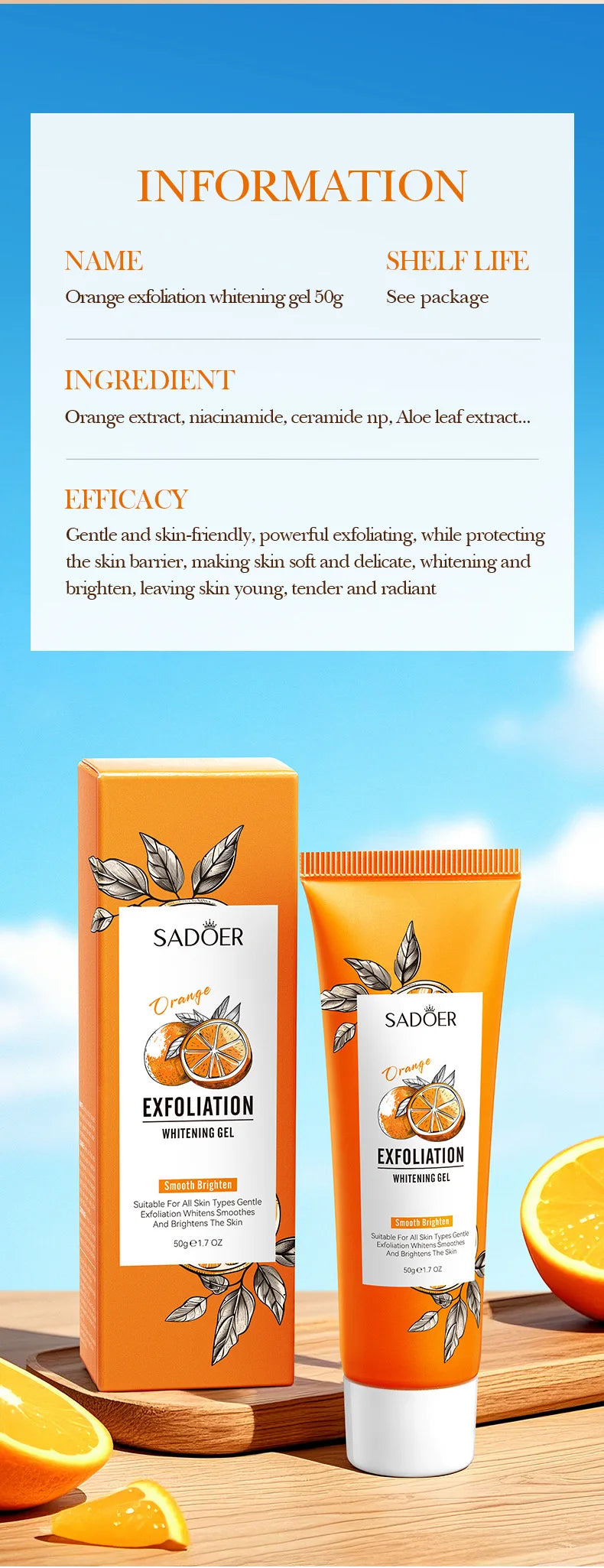 Orange Exfoliating Peeling Gel | Brightening Face Scrub | 50g Tidesmit Scrubs Treatments Tidesmit