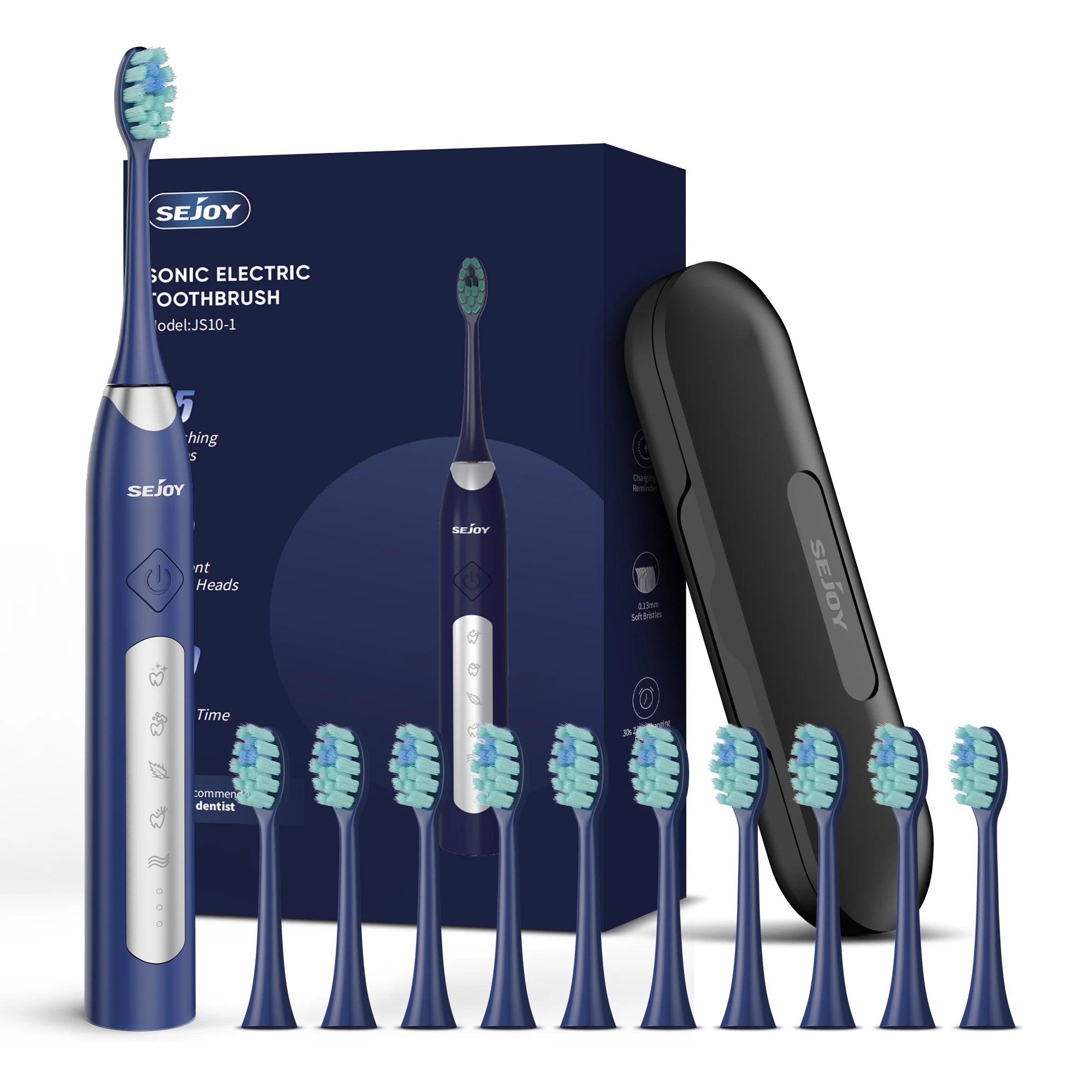 SEJOY Sonic Electric Toothbrush for Adults with 10 Brush Heads, Sonic Electric Tooth brush with 38000 VPM Deep Clean 15 Modes, Rechargeable