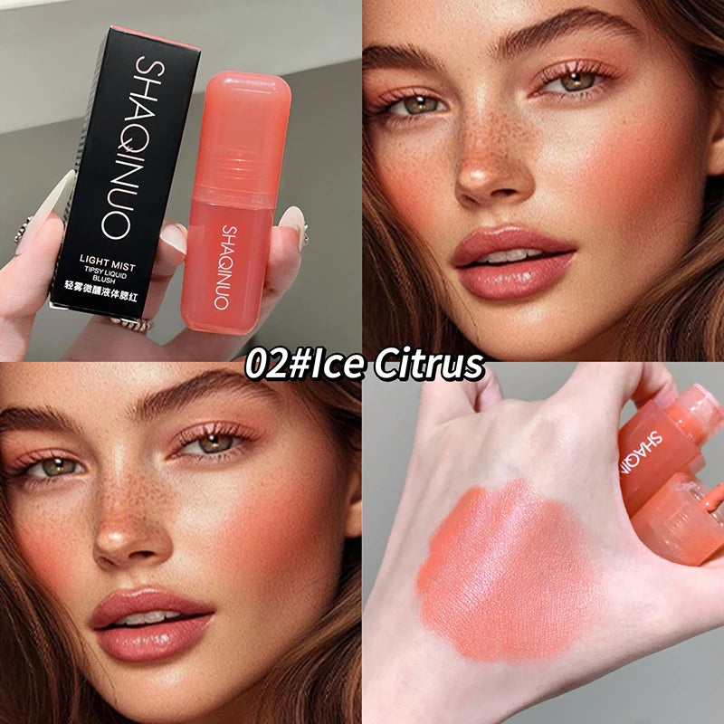 Tidesmit soft matte liquid blush in peach pink shade swatch featuring waterproof natural finish face makeup