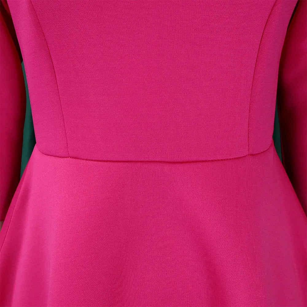 Elegant Pure Color Maxi Dress Evening Gown A- Line Skirt Polyester Fabric round Neck Short Sleeve High Waist Midi Dress