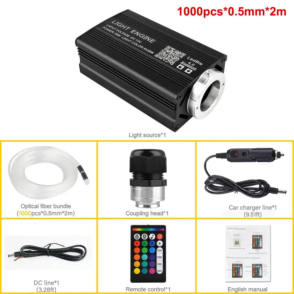 Car Starry Sky Light Kit 16W RGB - DIY Fiber Optic Ceiling Lamp Tidesmit