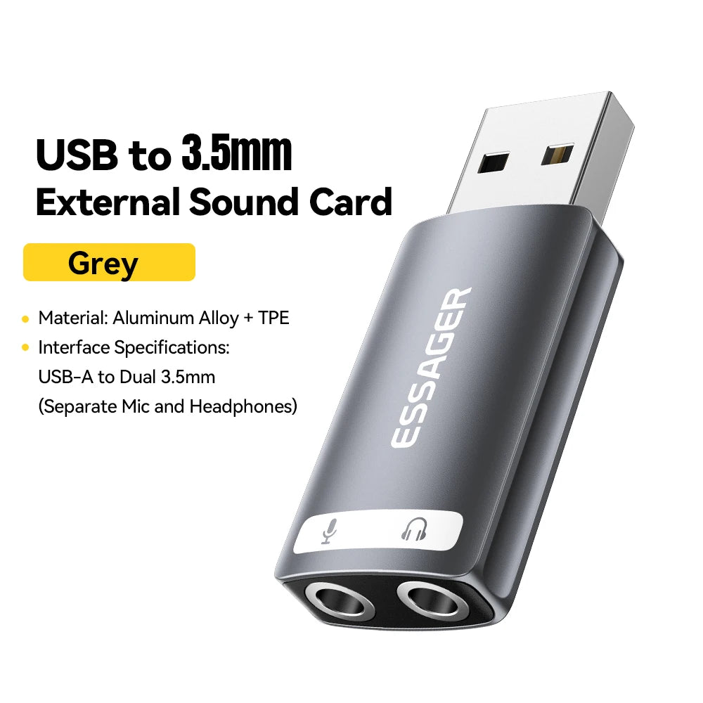 USB to 3.5mm Audio Adapter for Laptop - Dual or Single Jack USB A to Dual 3.5mm Tidesmit