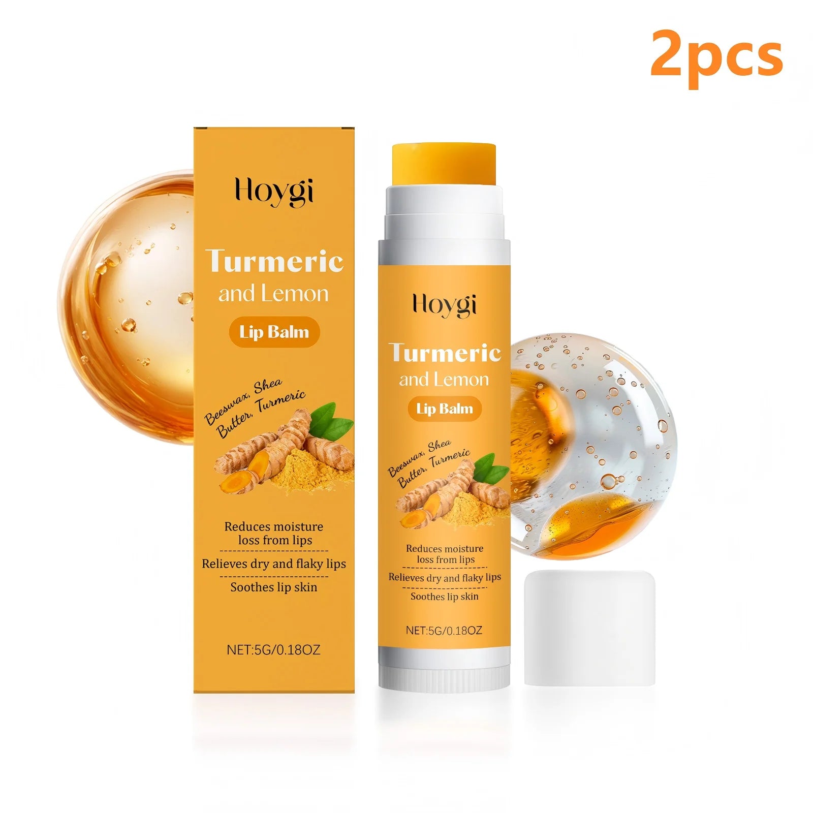 Turmeric Lemon Lip Balm for Dark Lips | Moisturizing Treatment Lip Care 2pcs Tidesmit