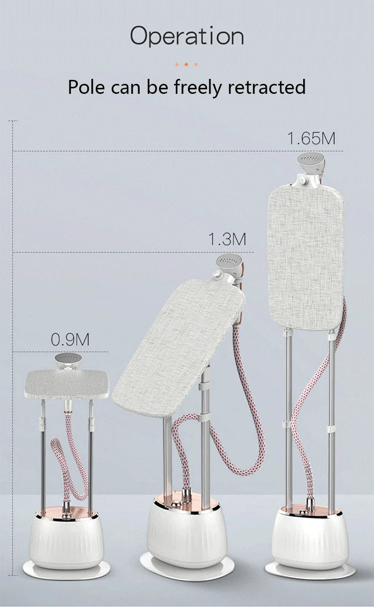Tidesmit 1.8KW Vertical Garment Steamer with 10 gears, 1.6L tank, adjustable telescopic pole and ironing board