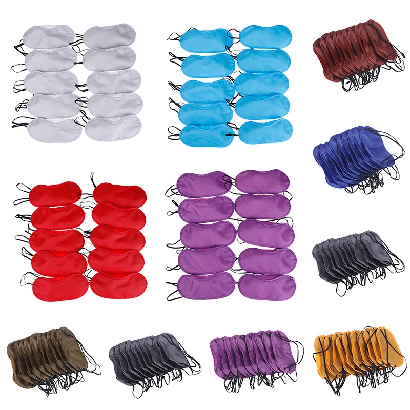 10Pcs Eye Cover Imitated Silk Sleep Eye Mask Sleeping Padded Eye Masks Shade Patch Women Men Blindfold Travel Sleepmasker