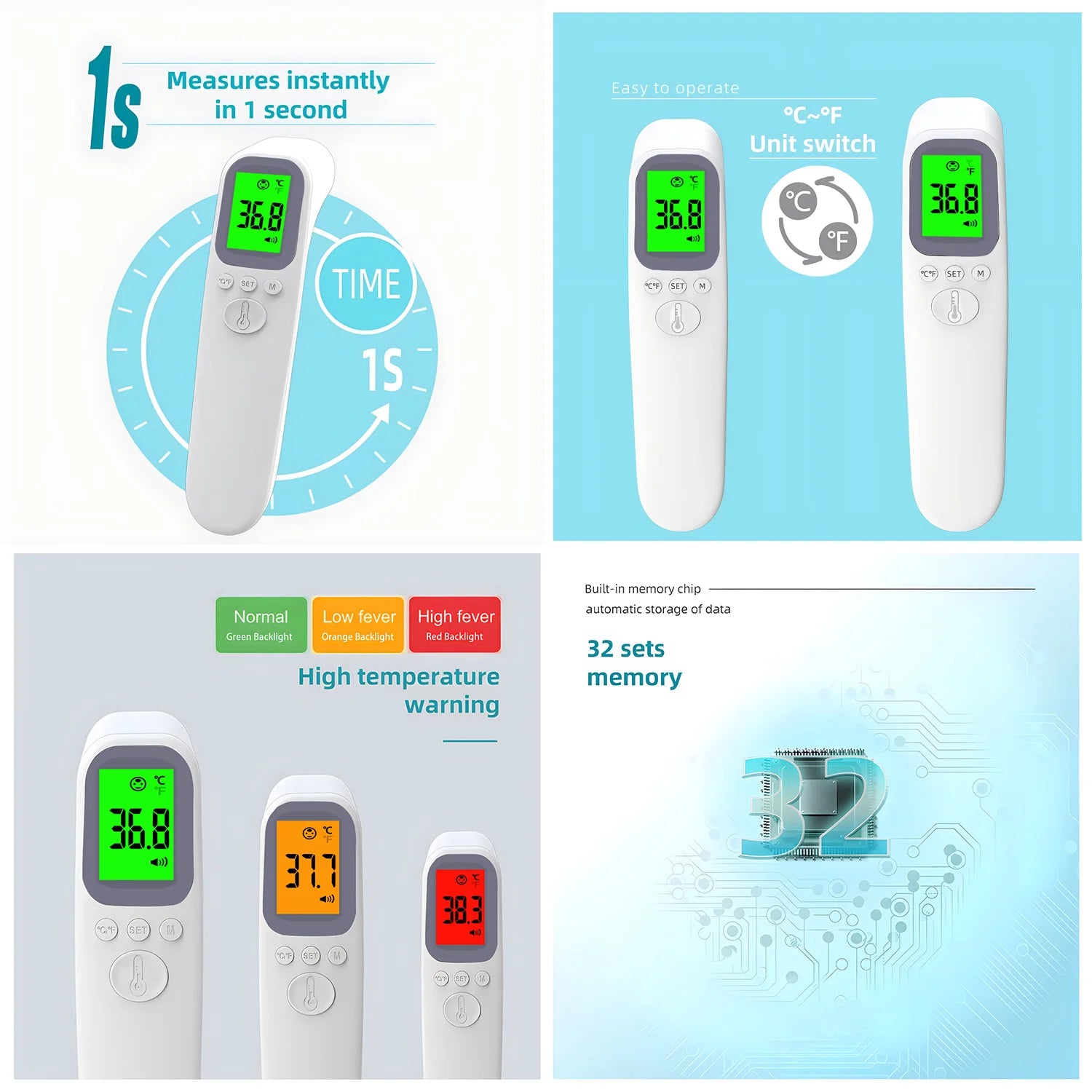 Medical Temperature Infrared Thermometer Forehead Digital Non-contact Thermomete LED Display Fever Measure Tool For Baby Adult