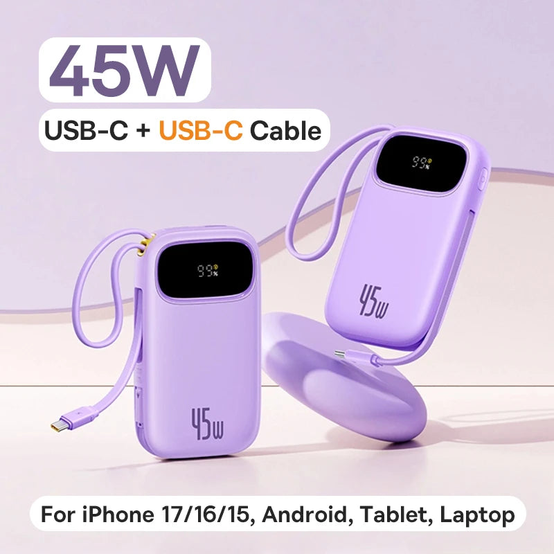 20000mAh Portable Charger with Fast Charging PD Power Delivery Dual USB-C Purple Tidesmit