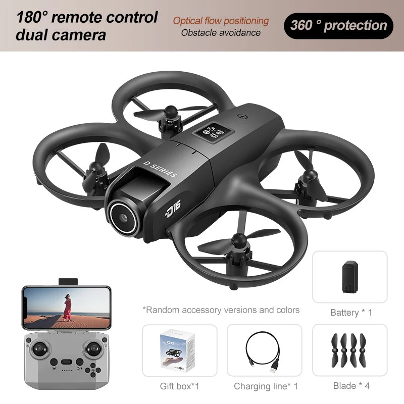 4K HD Camera Drone - Foldable GPS Drone with Obstacle Avoidance (D16 Model) D16-Black-1B Tidesmit
