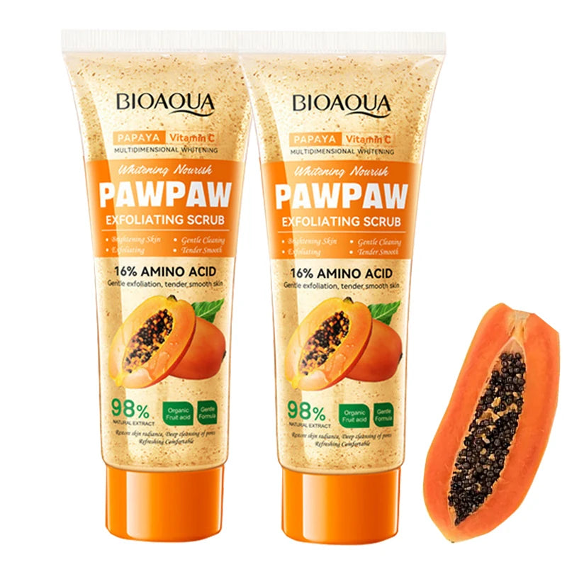 Papaya Vitamin C Exfoliating Scrub 100g - Natural Salon-Quality Deep Cleansing Scrubs Treatments 2pcs Tidesmit