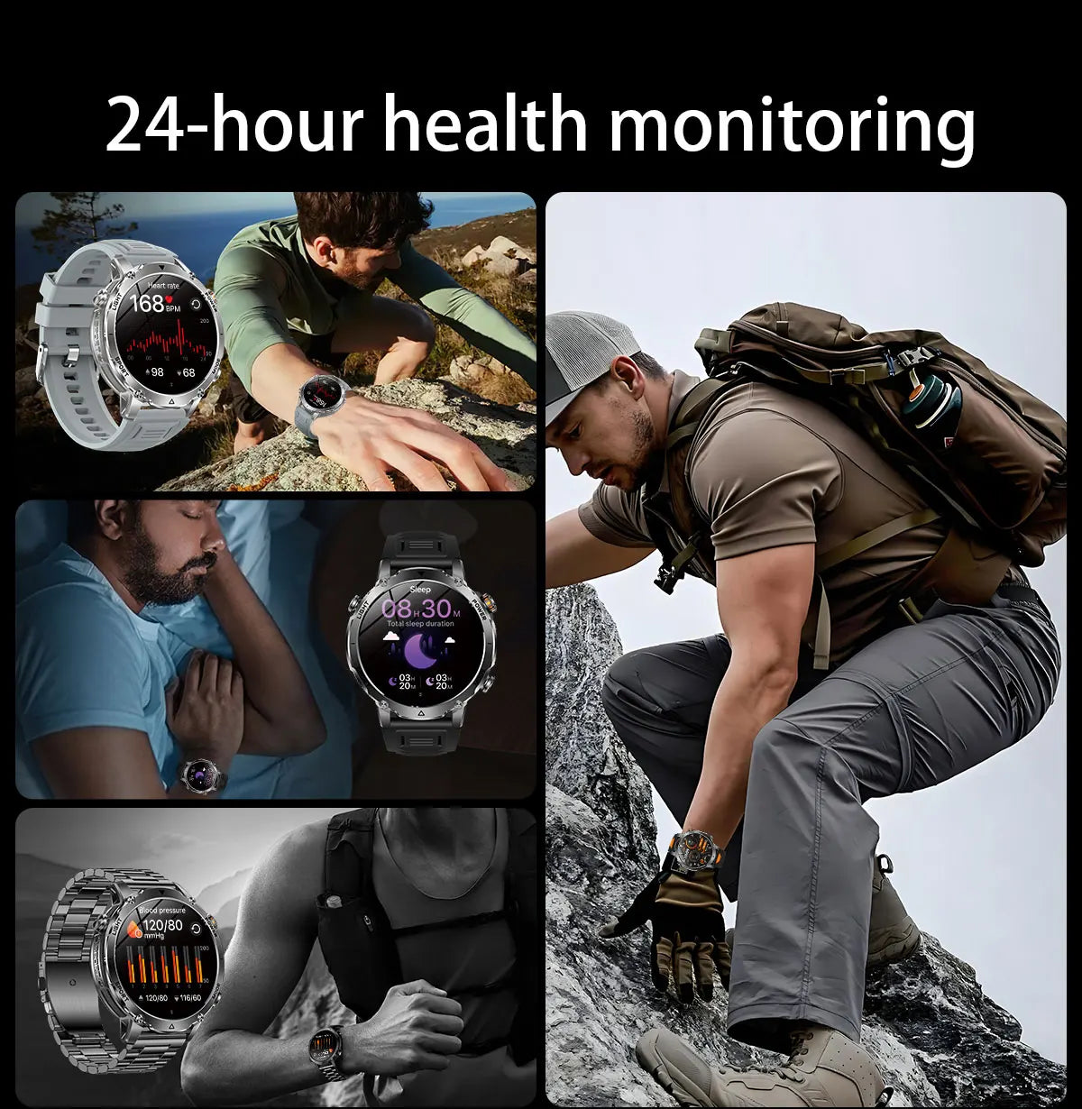 New GPS Sapphire Glass Smartwatch Business men 1.7-inch AMLED Screen Clock 1400mAh Battery 10ATM waterproof Titanium alloy Watch