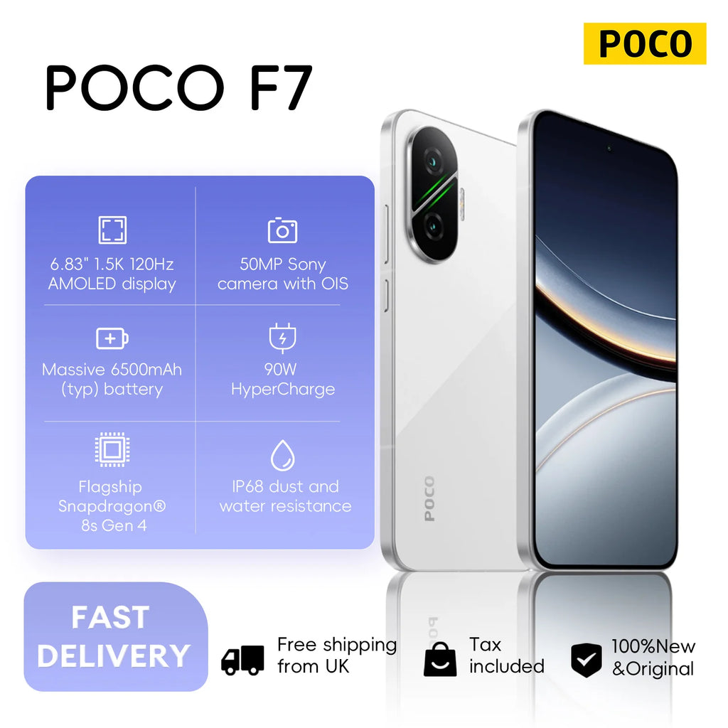 POCO F7 5G Smartphone 12GB 256GB AMOLED 90W Fast Charge AE Tidesmit
