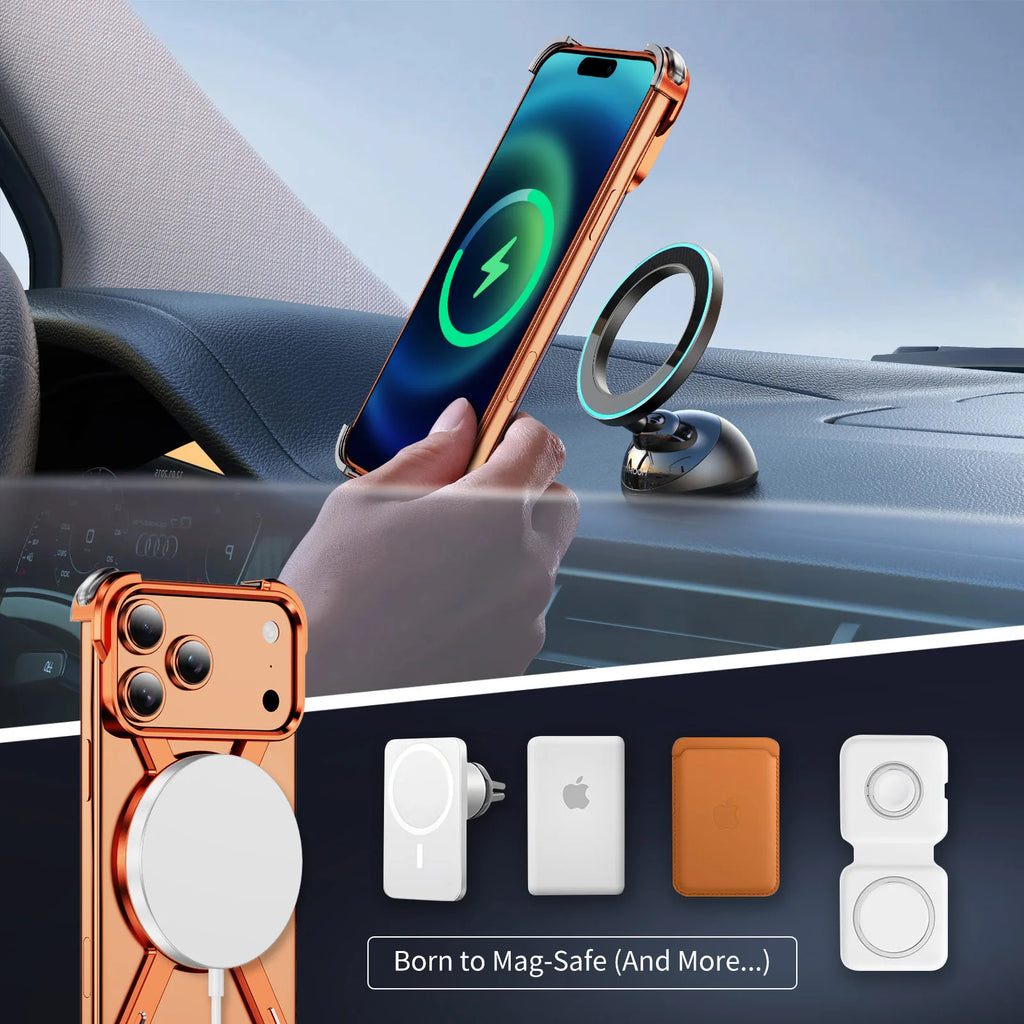 iPhone 17 Pro Max Shockproof Metal Frame Case with Integrated Rotate Stand Tidesmit