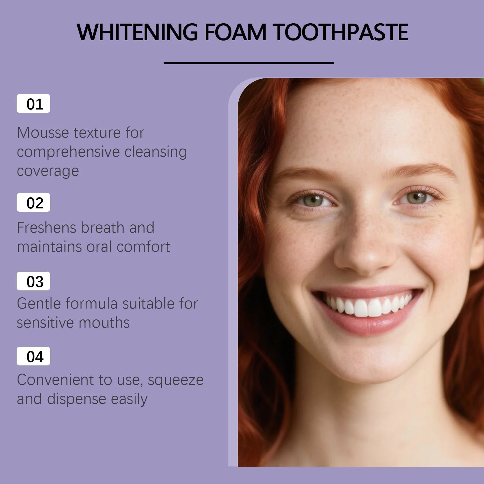 Tidesmit 9D Purple Whitening Foam Toothpaste with 10% Hydroxyapatite for travel stain removal and fresh breath