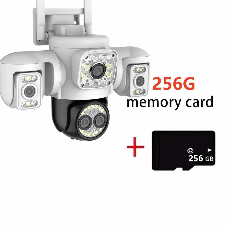 20MP Outdoors Wifi Camera 10K HD Three Screens Security PTZ IP Camera 10X Digital Zoom Lens Human AI Auto Detect Tracking Camera