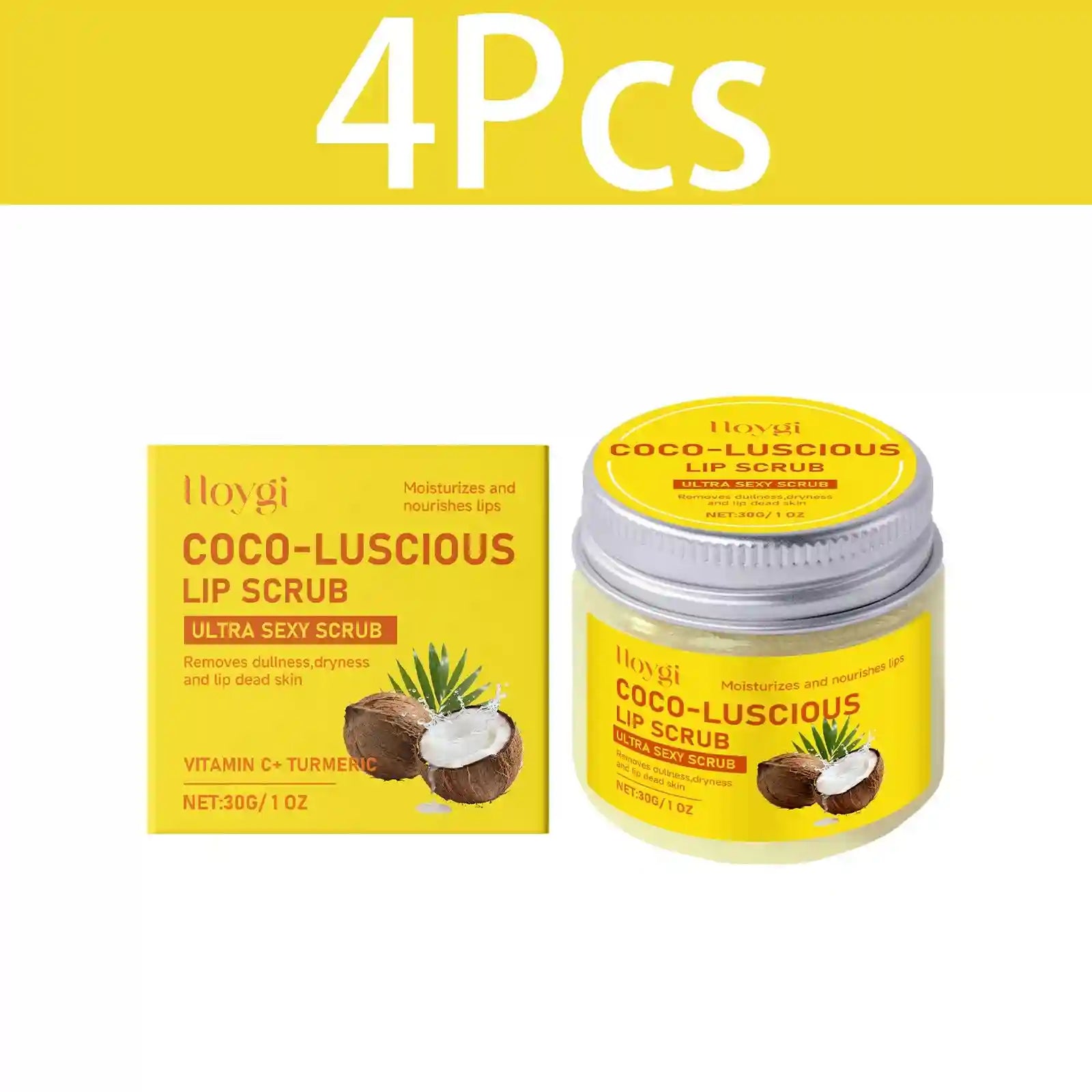 Turmeric Lip Scrub Exfoliator | Natural Moisturizing Lip Care | Tidesmit Lip Care 4PCS Tidesmit