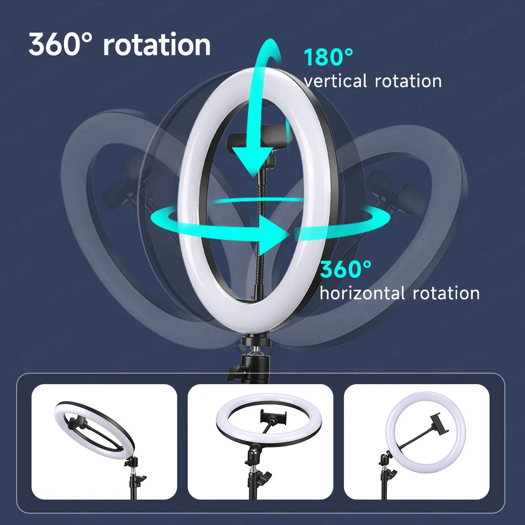 26cm RGB LED Ring Light with Phone Holder and Remote Control Tidesmit
