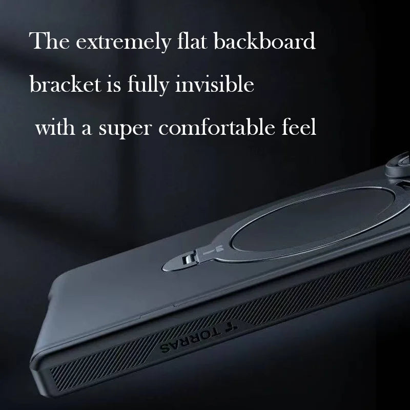 Samsung Z Fold 7 Case with Kickstand - Transparent Black Military Protection Tidesmit