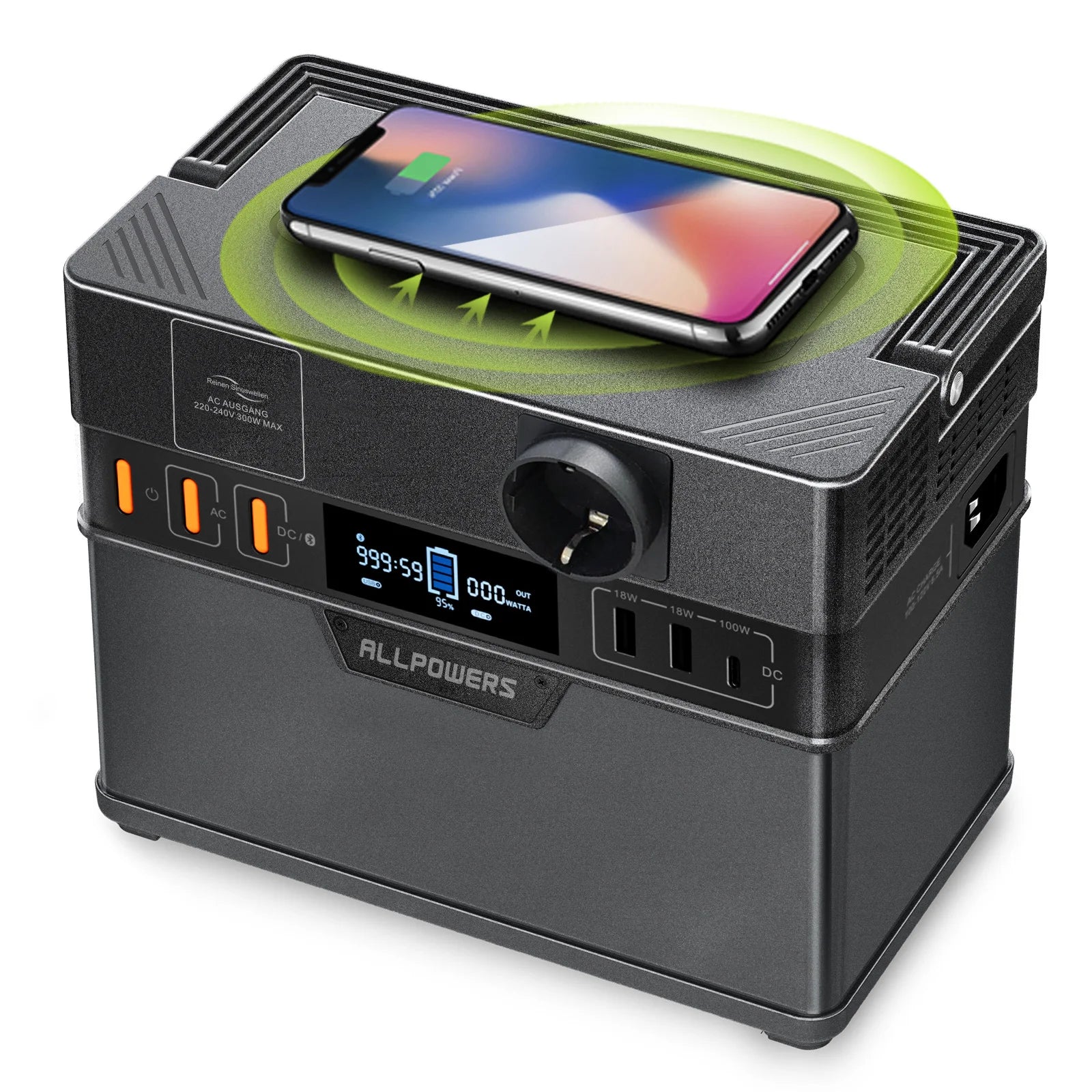 Portable Power Station 300W 288Wh Battery Backup - Fast PD Delivery Tidesmit