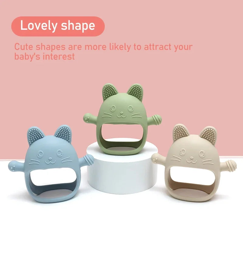 Baby Teether Cat Gloves Teether Silicone Anti-eating Hand Molar Stick Massage Gums Baby Anti-biting Teether Baby Accessories