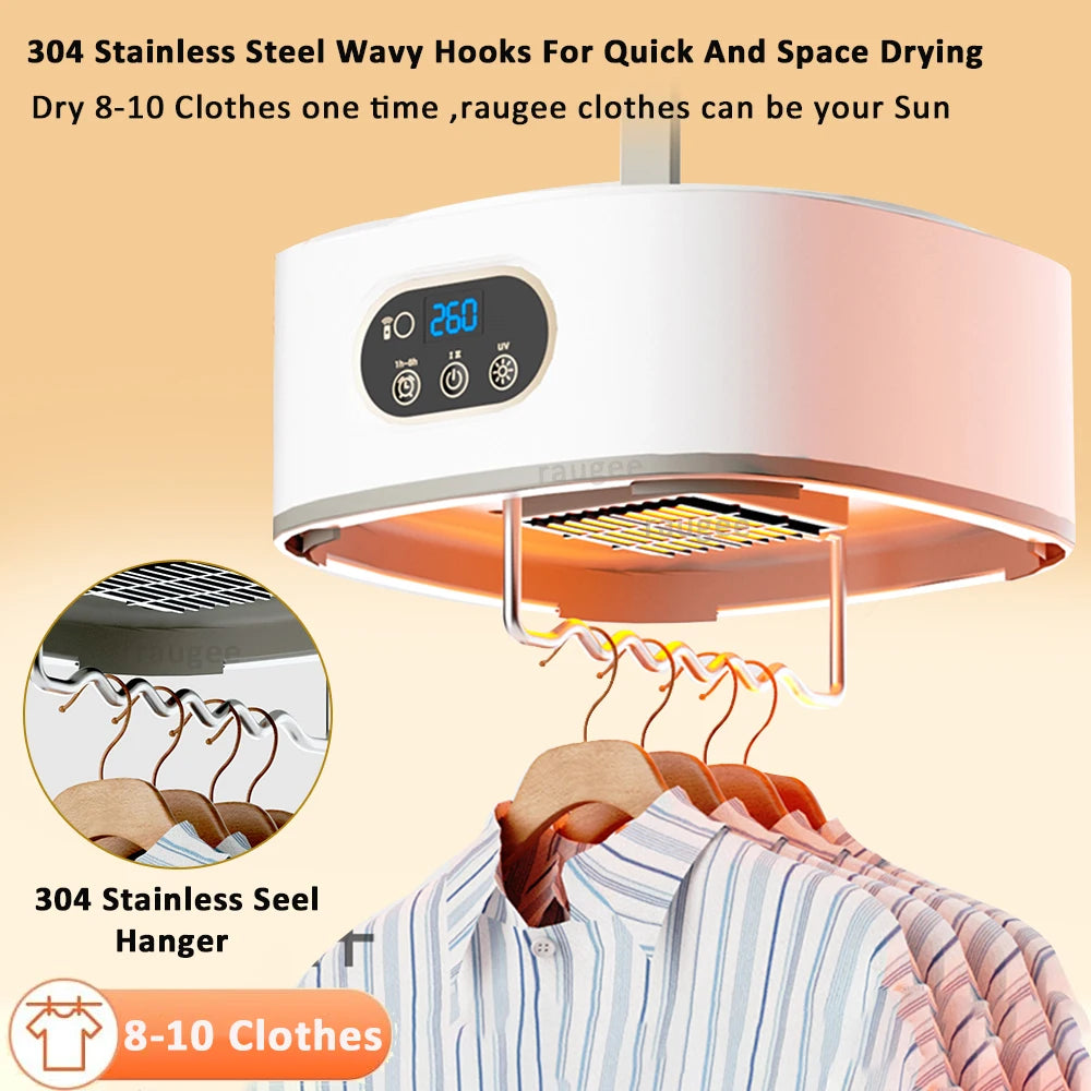Tidesmit portable electric clothes dryer featuring intelligent timed UV sterilization in a space-saving folding design
