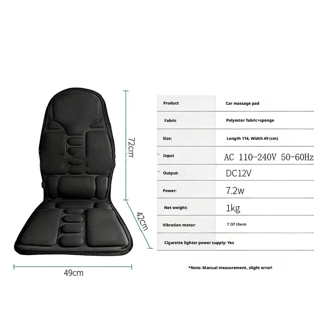 Heated Electric Massage Cushion for Car - Portable Muscle Relief Massage Cushion Tidesmit