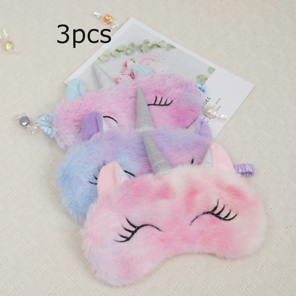1pc/3pcs/5pcs-Cartoon Unicorn Party Anime Sleeping Mask Kids Gift Cute Blindfolds Travel Sleep Eye Band Shade Rest Eyepatch