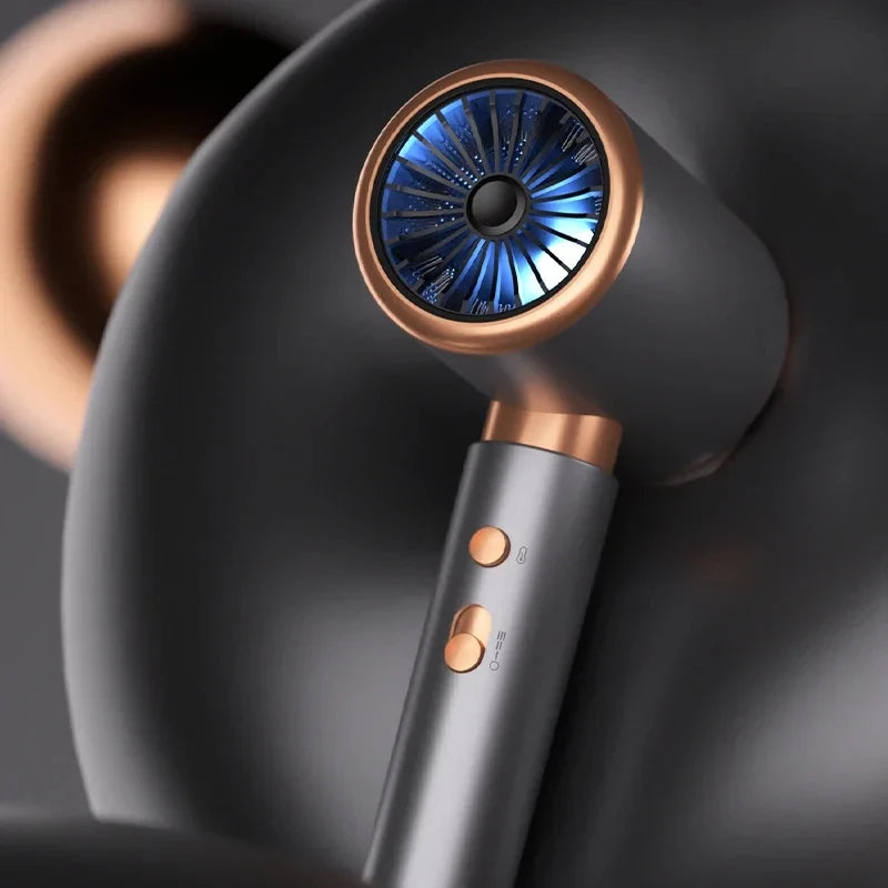 2000W professional ionic hair dryer in sleek grey and rose gold with 5-speed power settings for salon-quality blowouts.